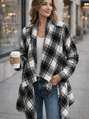 Hers & Mine Waterfall Front Poncho Cardigan